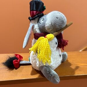 Disney Eeyore Plush with Black Top Hat and Yellow Scarf
